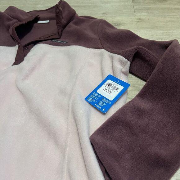 Columbia Fleece Pullover Jacket Womens 2XL Pink Maroon Benton‎ Springs 1/2 Snap - Picture 3 of 11